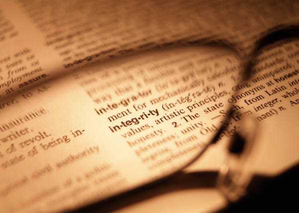 Opened Dictionary at the word Integrity