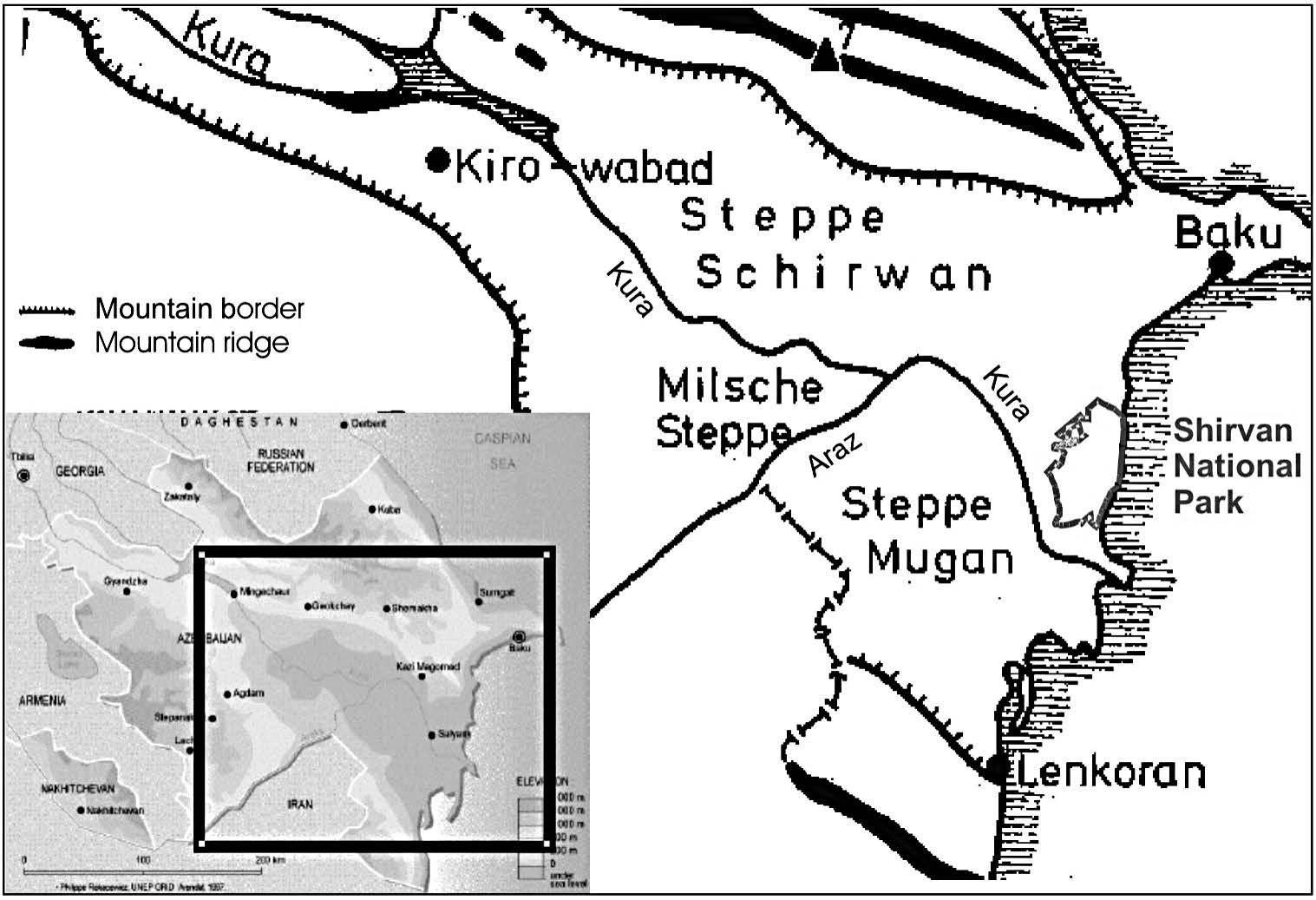 Aras-Kura confluence and the Mugan/Mughan Plains (steppe)