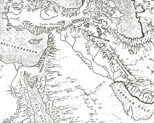Regional map showing Shanidar location
