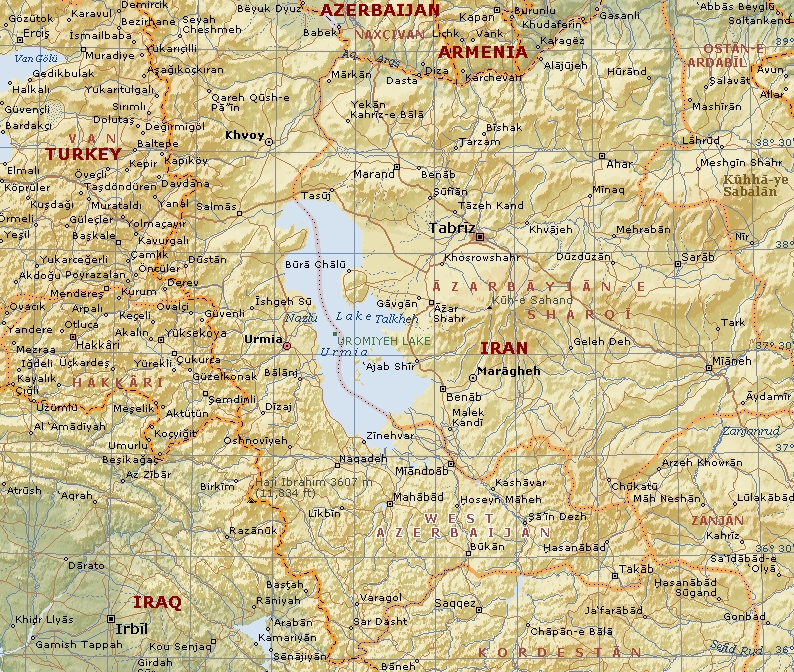 Relief Map of Northwest Iran