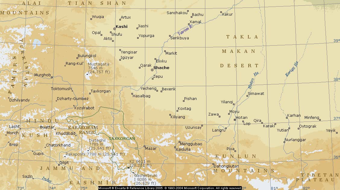 map of Western Tibet, Central Asia, Himalayas
