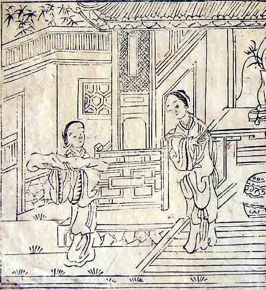 Page from a 19th century Chinese pattern book on rice paper